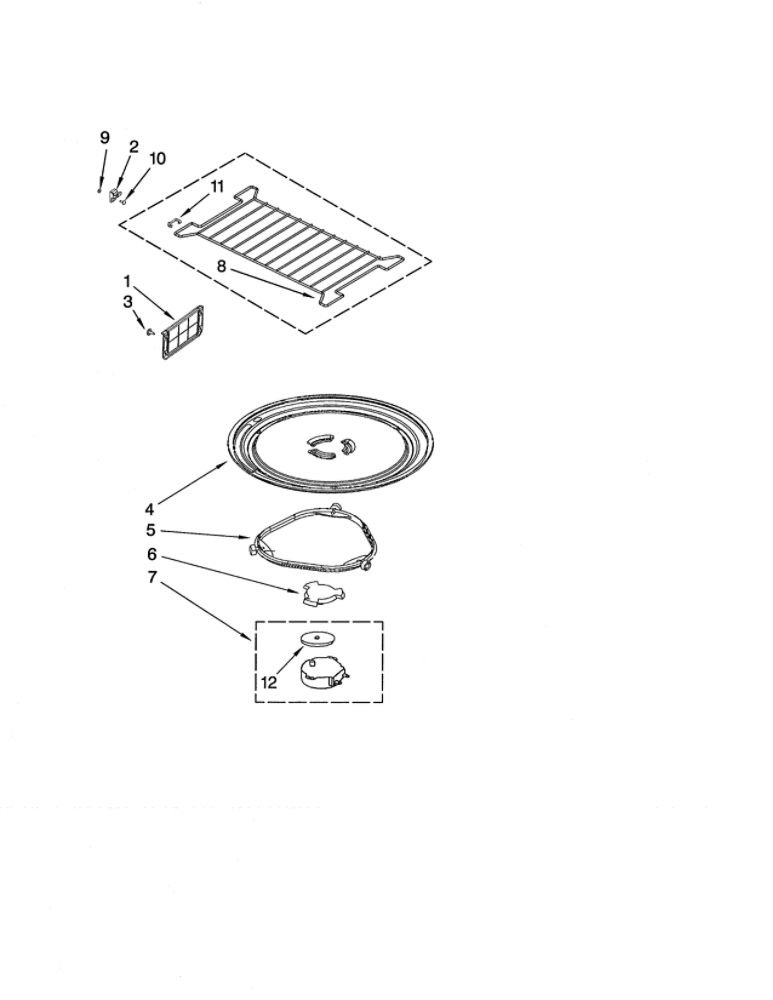 Turntable Diagram and Parts List for YMH2175XSQ4  Whirlpool Microwave