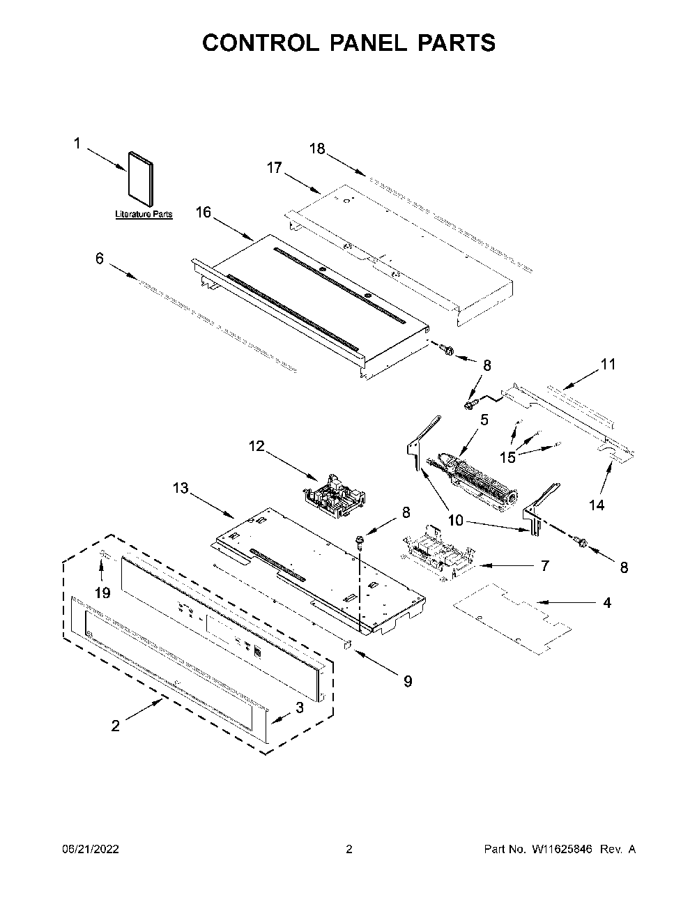 Control Panel Parts Diagram and Parts List for KODE900HSS20  KitchenAid Wall Oven