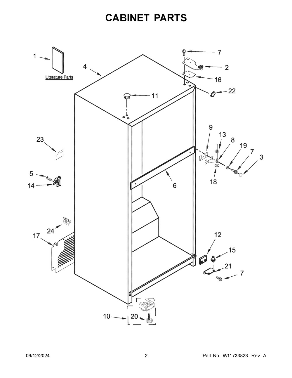 Cabinet Parts Diagram and Parts List for WRT518SZFG04  Whirlpool Refrigerator