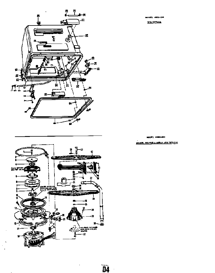 Tub Details Model No. 8566-h30 Diagram and Parts List for 8586H30  Roper Dishwasher