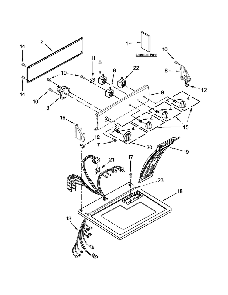 Top And Console Parts Diagram and Parts List for 110C71492310  Kenmore Dryer