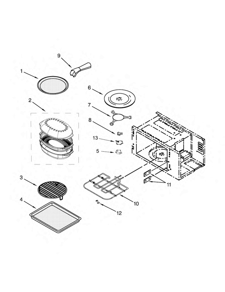 Internal Microwave Parts Diagram and Parts List for KOCE507ESS02  KitchenAid Microwave