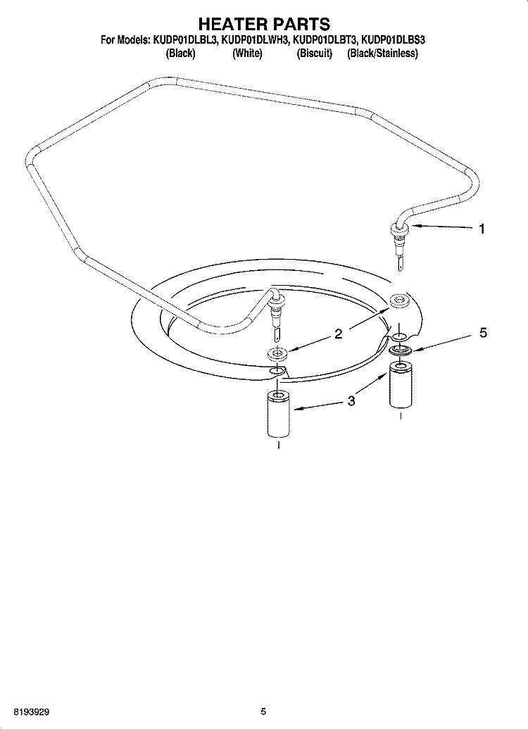 HEATER PARTS Diagram and Parts List for KUDP01DLBL3  KitchenAid Dishwasher