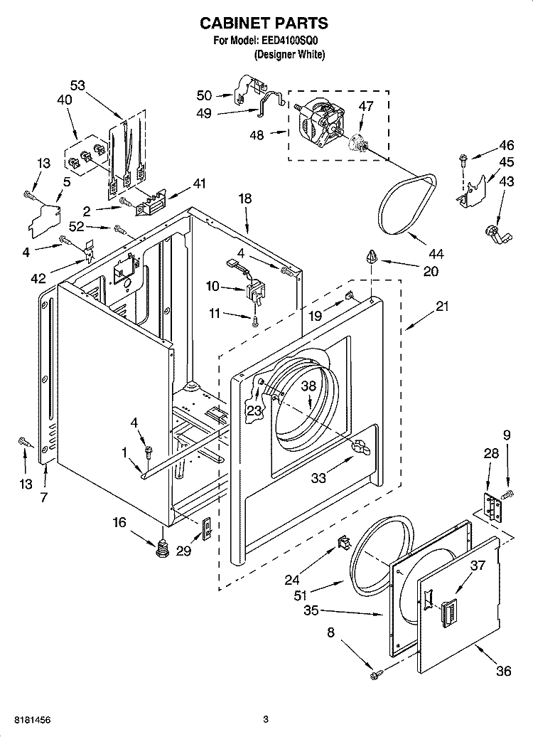CABINET PARTS Diagram and Parts List for EED4100SQ0  Estate Dryer