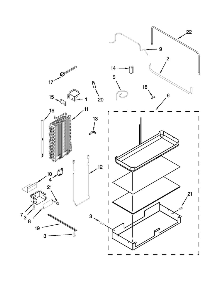 Lower Unit And Tube Parts Diagram and Parts List for KSSC42QVS06  KitchenAid Refrigerator