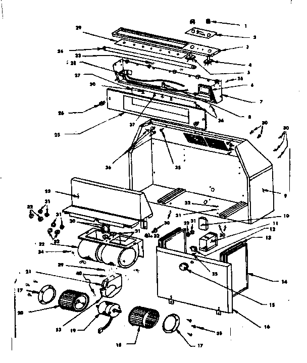 Ductless Range Hood Diagram and Parts List for 1555456740  Kenmore Range Hood