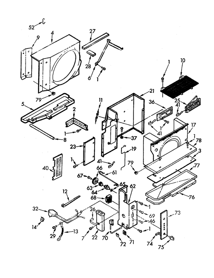 Air Flow Diagram and Parts List for AXC-145-44  Whirlpool Air Conditioner