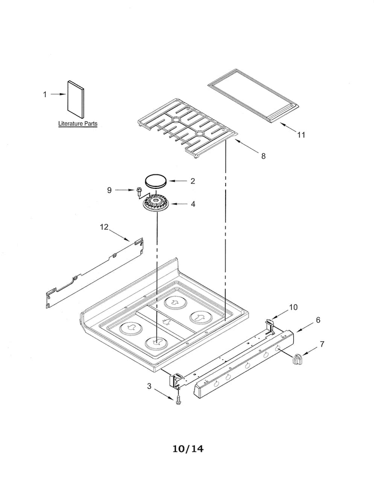 Cooktop Diagram and Parts List for KGRS303BWH1  KitchenAid Range