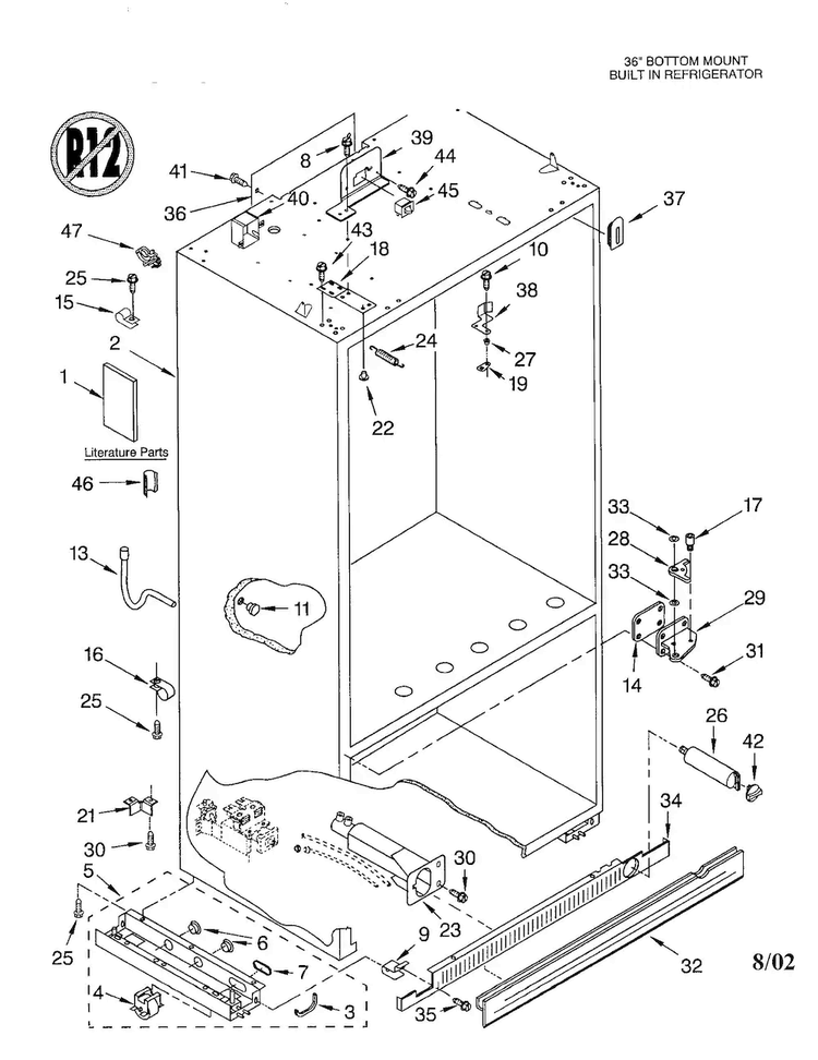 Cabinet Diagram and Parts List for KBLP36FKS01  KitchenAid Refrigerator