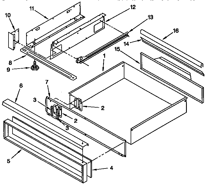 Utility Drawer And Rail Diagram and Parts List for KDDT07BAL0  KitchenAid Range