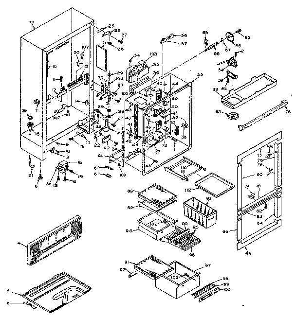Cabinet Parts Diagram and Parts List for 106W16G3  Kenmore Refrigerator