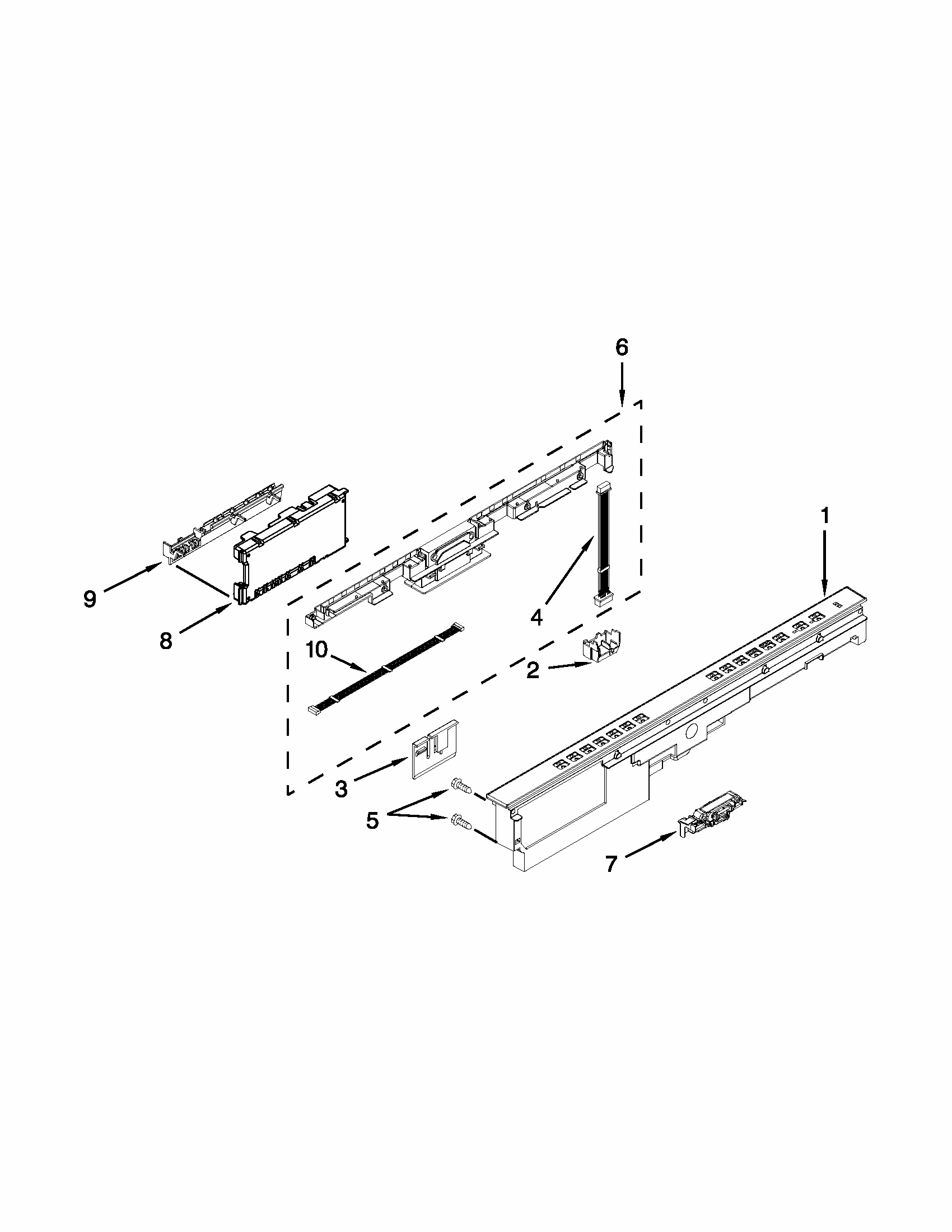 Control Panel And Latch Parts Diagram and Parts List for 66515693K211  Kenmore Dishwasher