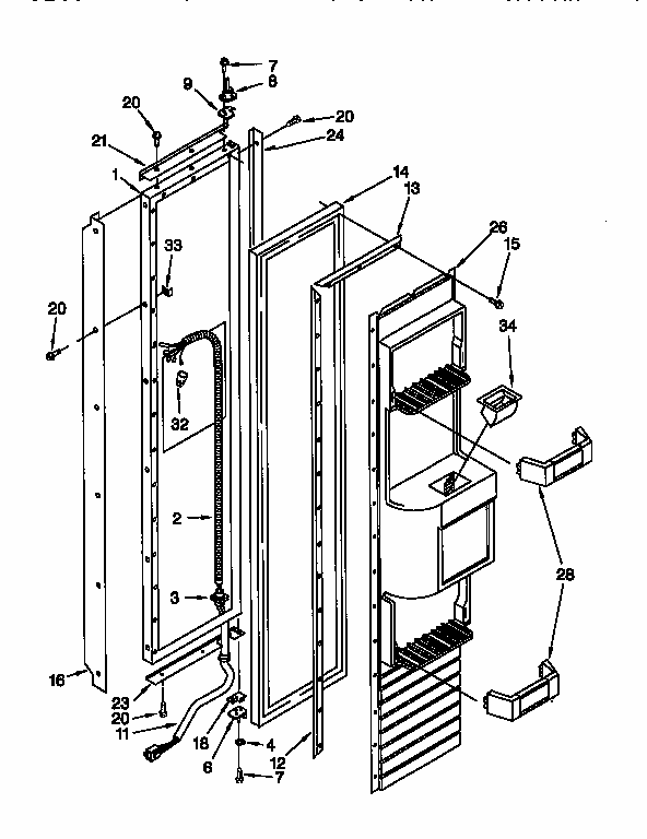 Freezer Door Diagram and Parts List for 106KSSS36QDW05  KitchenAid Refrigerator