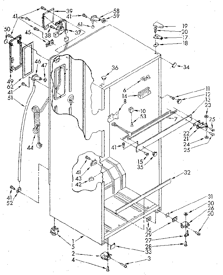 Cabinet Diagram and Parts List for ET18GKXSF06  Whirlpool Refrigerator