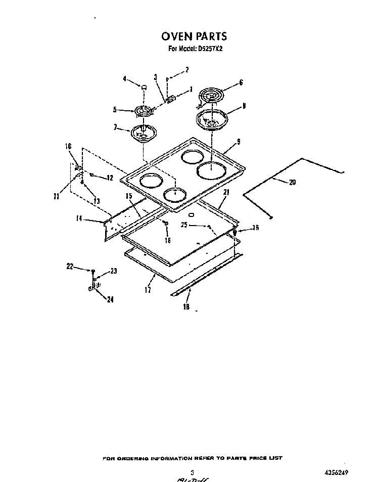 Oven Diagram and Parts List for D5257*2  Roper Range