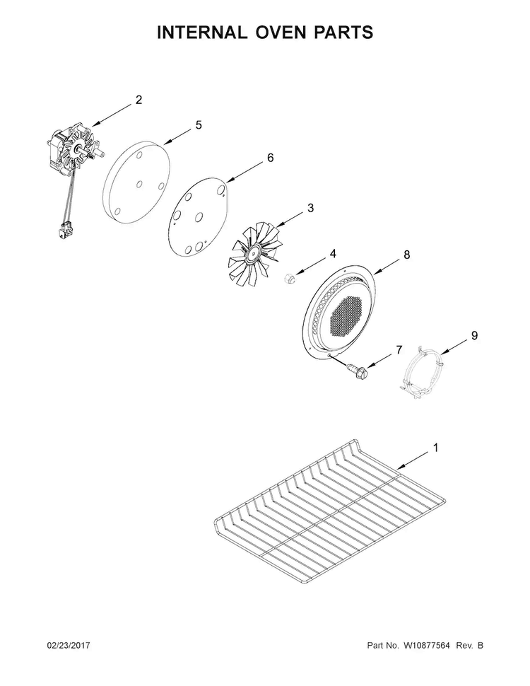 Internal Oven Parts Diagram and Parts List for WGG745S0FE00  Whirlpool Range