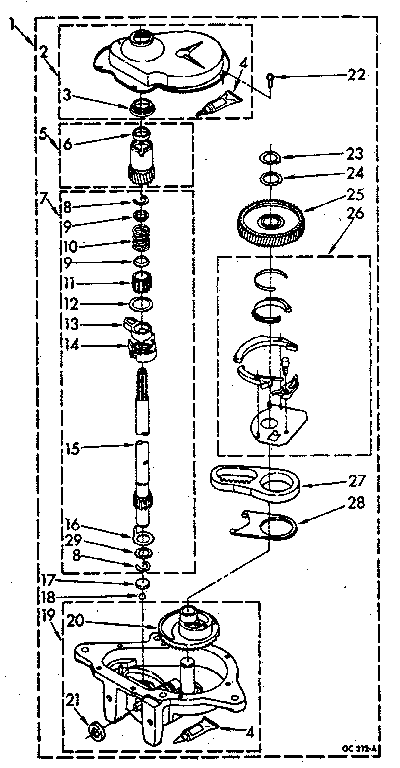 Gearcase Diagram and Parts List for LA5580XSN0  Whirlpool Washer