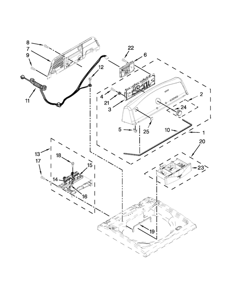 Console And Dispenser Parts Diagram and Parts List for 11027102310  Kenmore Washer