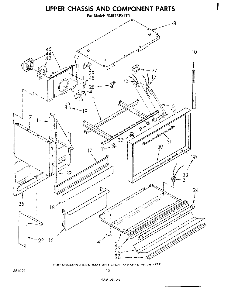 UPPER CHASSIS AND COMPONENTS Diagram and Parts List for RM973PXLT0  Whirlpool Microwave Oven Combo
