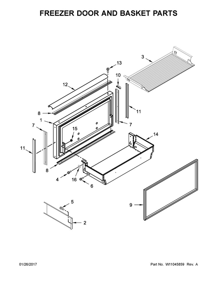Top Grille And Unit Cover Parts Diagram and Parts List for KBFN502EPA02  KitchenAid Refrigerator