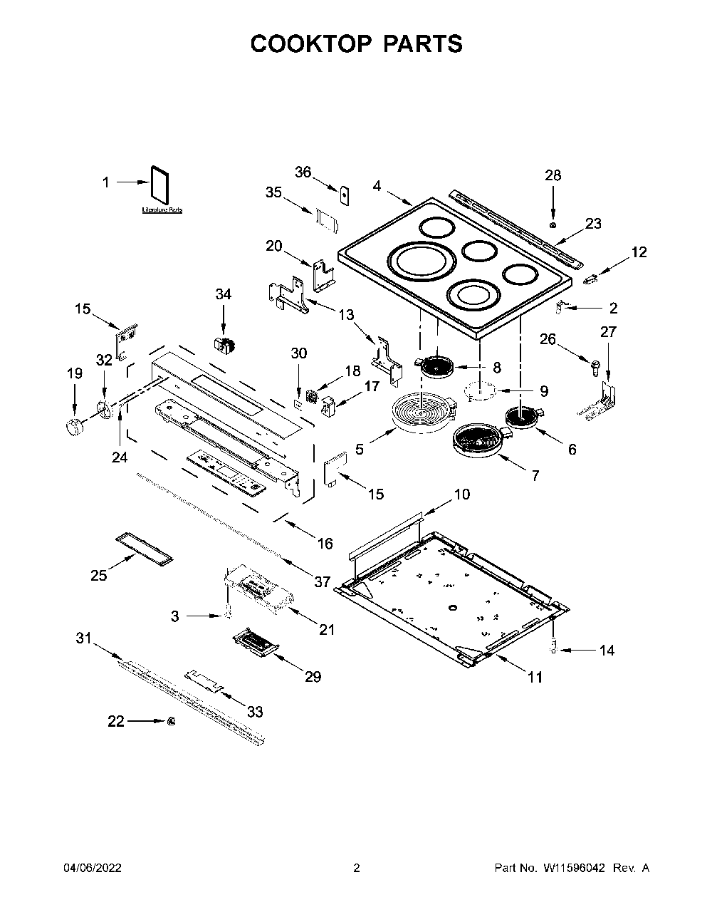 Cooktop Parts Diagram and Parts List for YKSEG700ESS6  KitchenAid Range