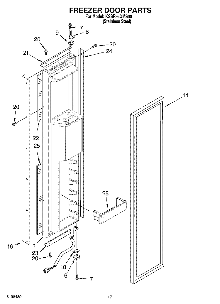 FREEZER DOOR PARTS Diagram and Parts List for KSSP36QMS00  KitchenAid Refrigerator