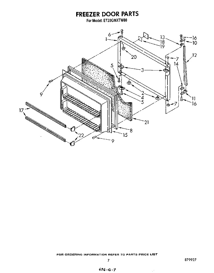 FREEZER DOOR Diagram and Parts List for ET20GMXTF00  Whirlpool Refrigerator