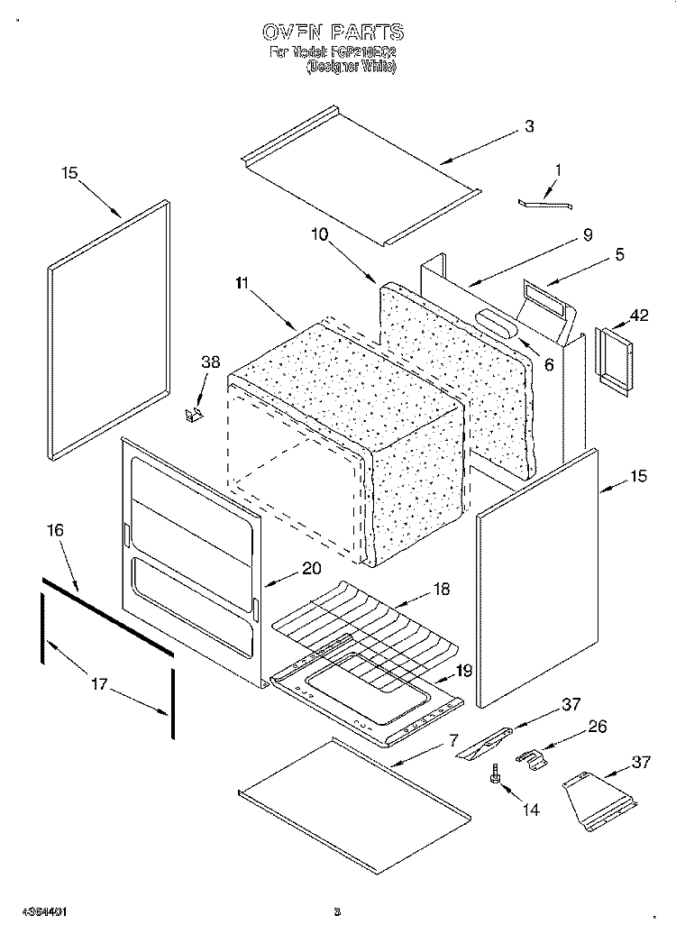 OVEN, LITERATURE Diagram and Parts List for FGP210EQ2  Roper Range