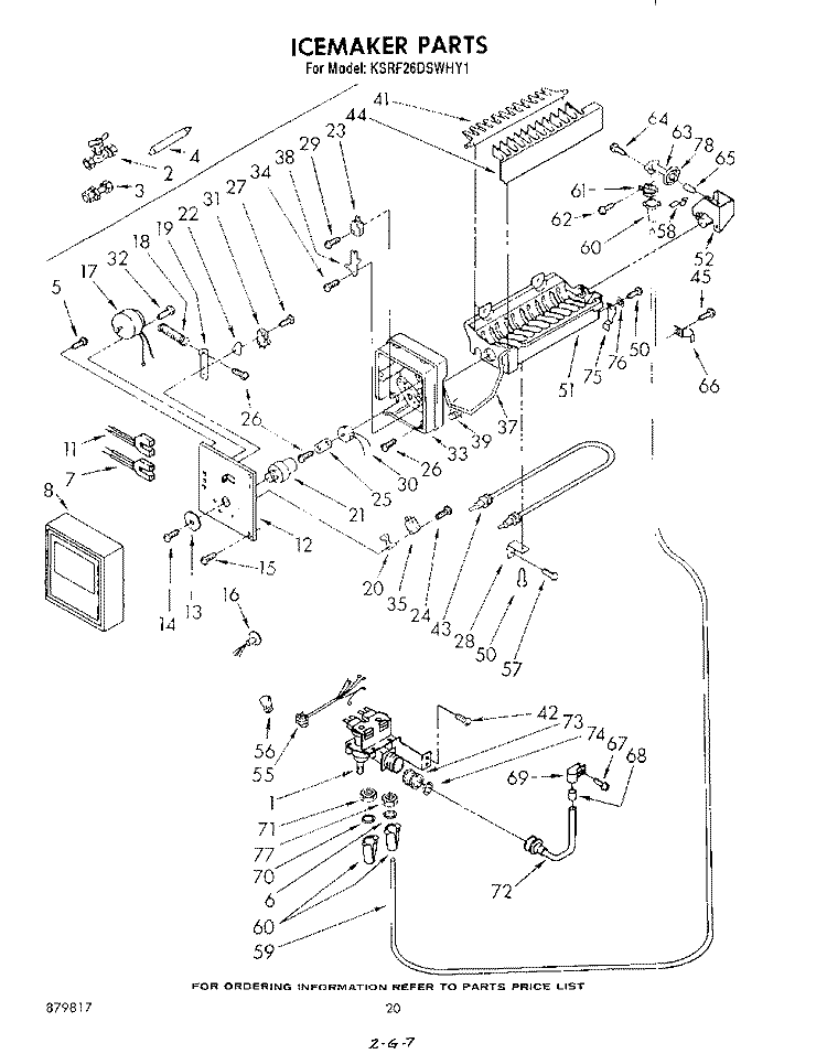 ICE MAKER Diagram and Parts List for KSRF26DSWHY1  KitchenAid Refrigerator