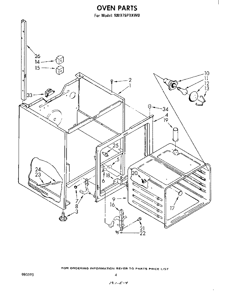 OVEN Diagram and Parts List for RM975PXKW0  Whirlpool Microwave Oven Combo