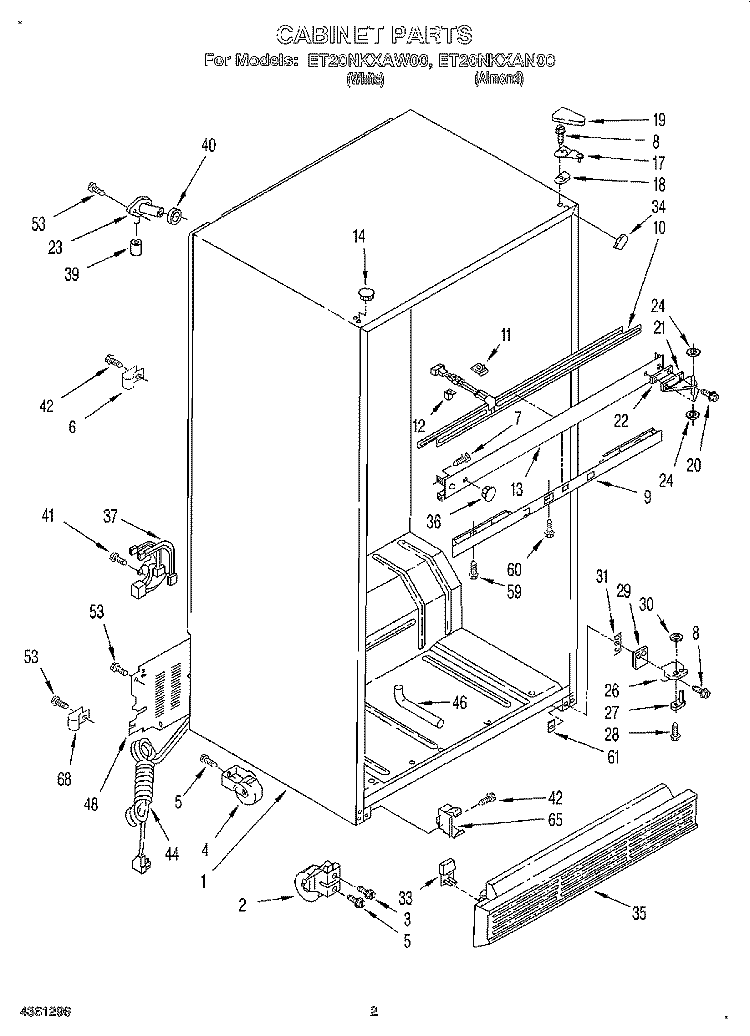 CABINET Diagram and Parts List for ET20NKXAN00  Whirlpool Refrigerator