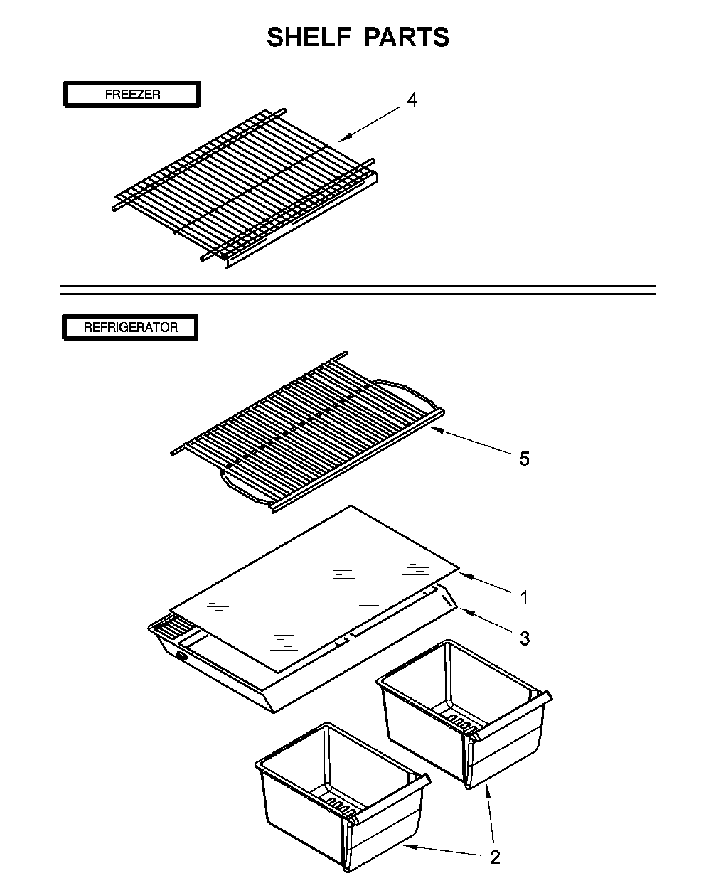 Shelf parts Diagram and Parts List for WRT134TFDM00  Whirlpool Refrigerator