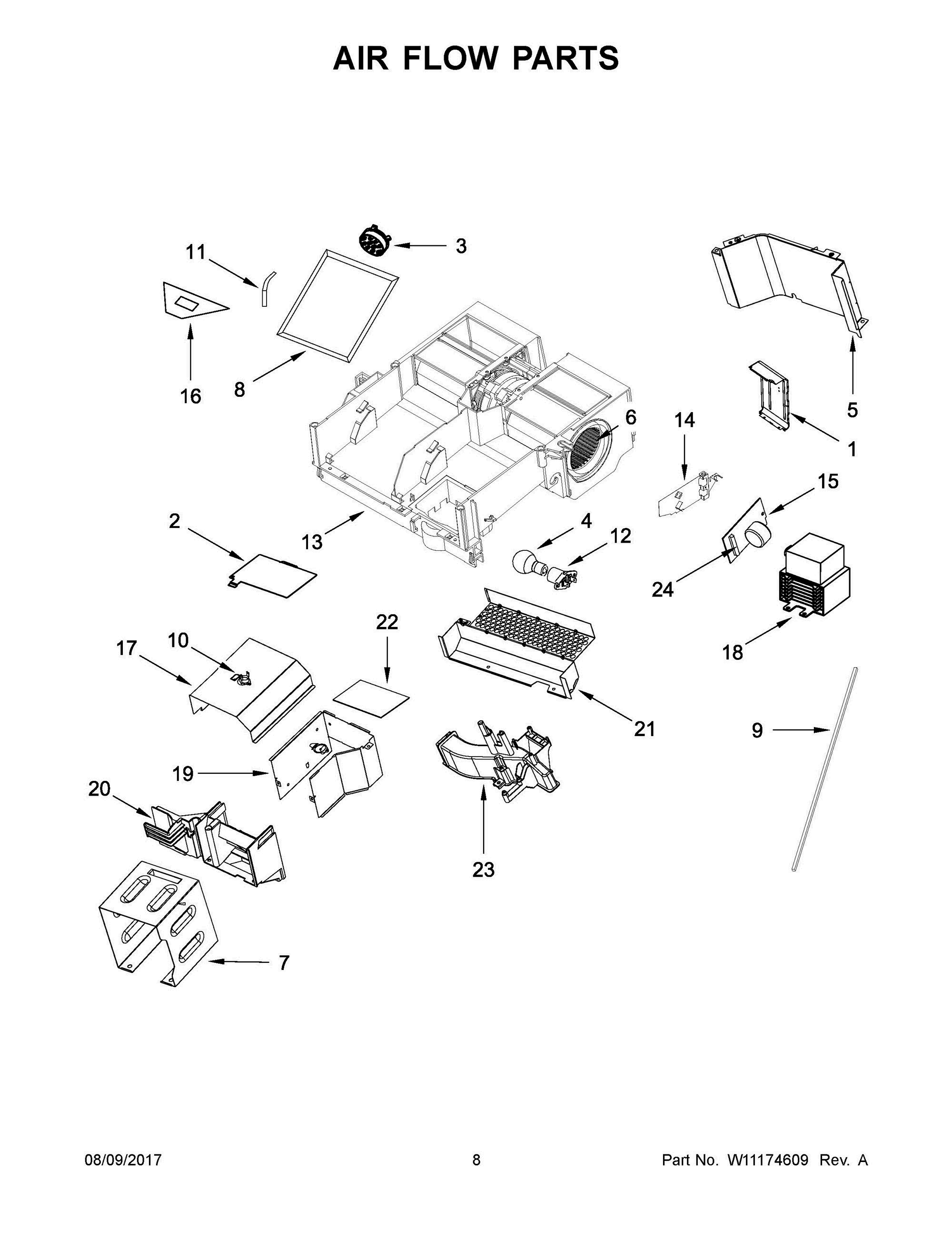 05 - AIR FLOW PARTS Diagram and Parts List for YWMHA9019HV0  Whirlpool Microwave Oven Combo