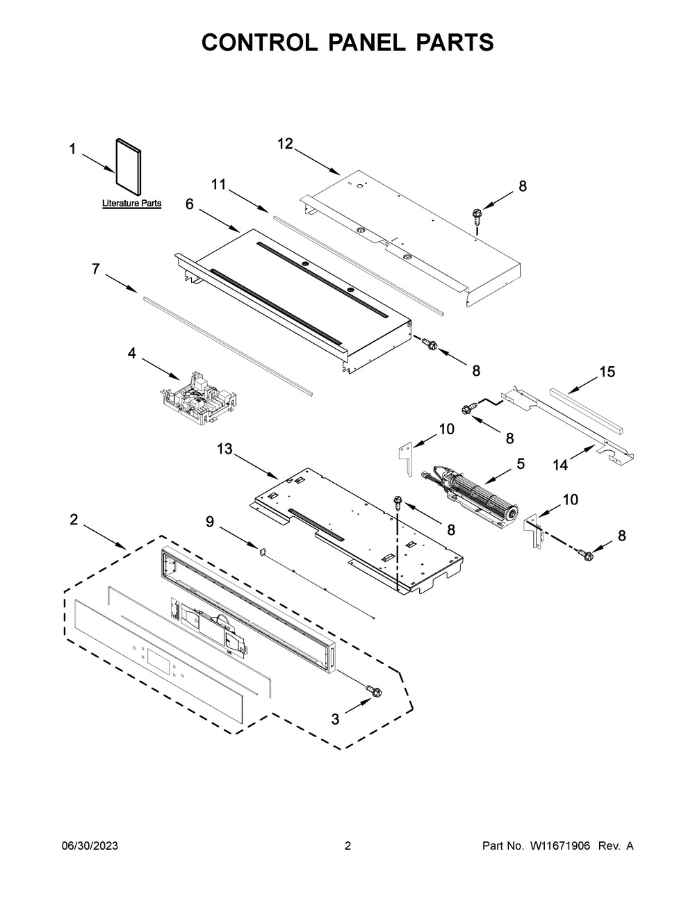 Control Panel Parts Diagram and Parts List for WOES7027PZ00  Whirlpool Wall Oven