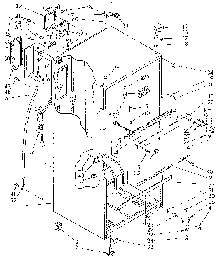 Cabinet Diagram and Parts List for ET18NKXSM03  Whirlpool Refrigerator
