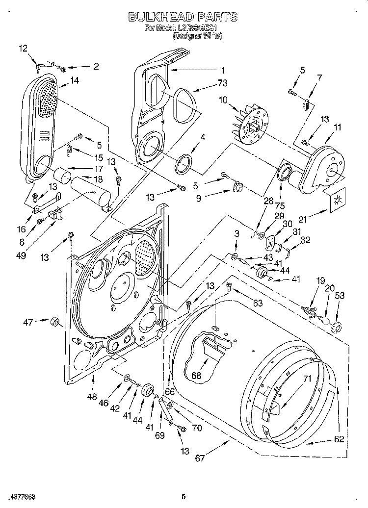 BULKHEAD Diagram and Parts List for LGR5848EQ1  Whirlpool Dryer
