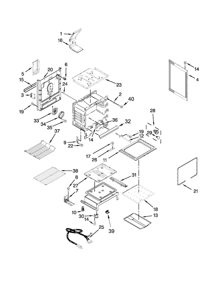 Chassis Parts Diagram and Parts List for WFG710H0AE1  Whirlpool Range