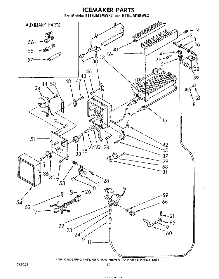 ICE MAKER , NOT ILLUSTRATED Diagram and Parts List for ET16JM1MWR2  Whirlpool Refrigerator