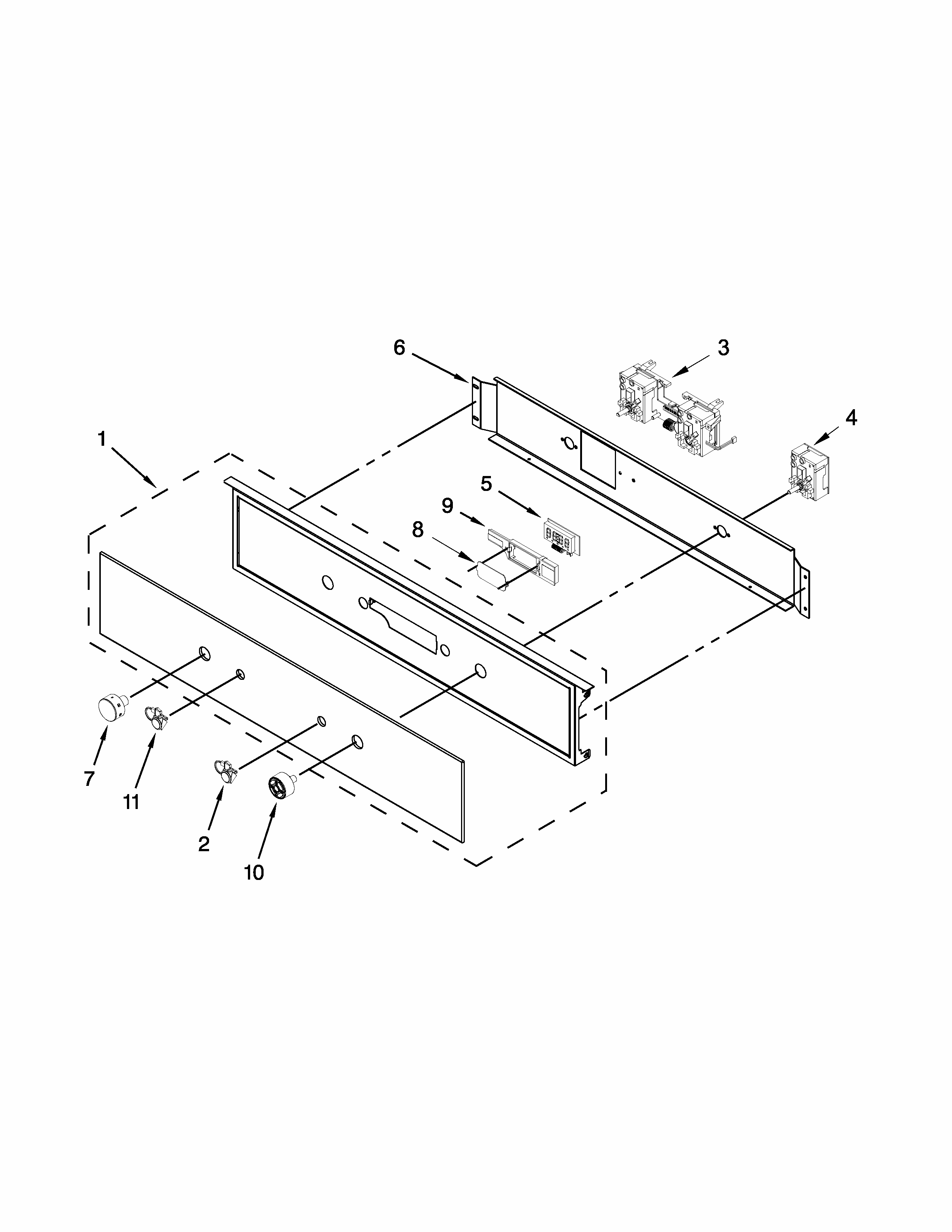 Control Panel Parts Diagram and Parts List for IBS550PWW01  Whirlpool Wall Oven