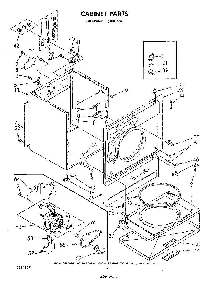 SECTION Diagram and Parts List for LE5800XSW1  Whirlpool Dryer