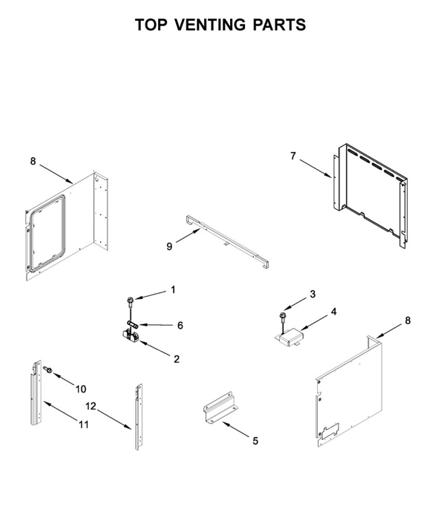 Top Venting Parts Diagram and Parts List for WOC75EC7HS04  Whirlpool Microwave