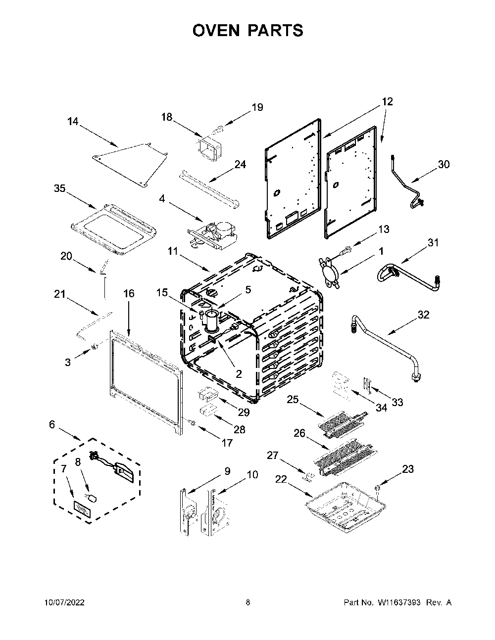 Oven Parts Diagram and Parts List for KFGC506JYP05  KitchenAid Range