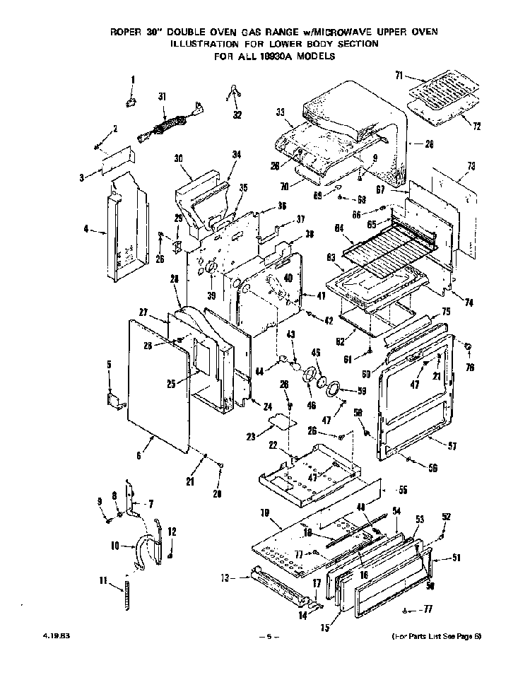 Section 4 Diagram and Parts List for 1893*0A  Roper Range