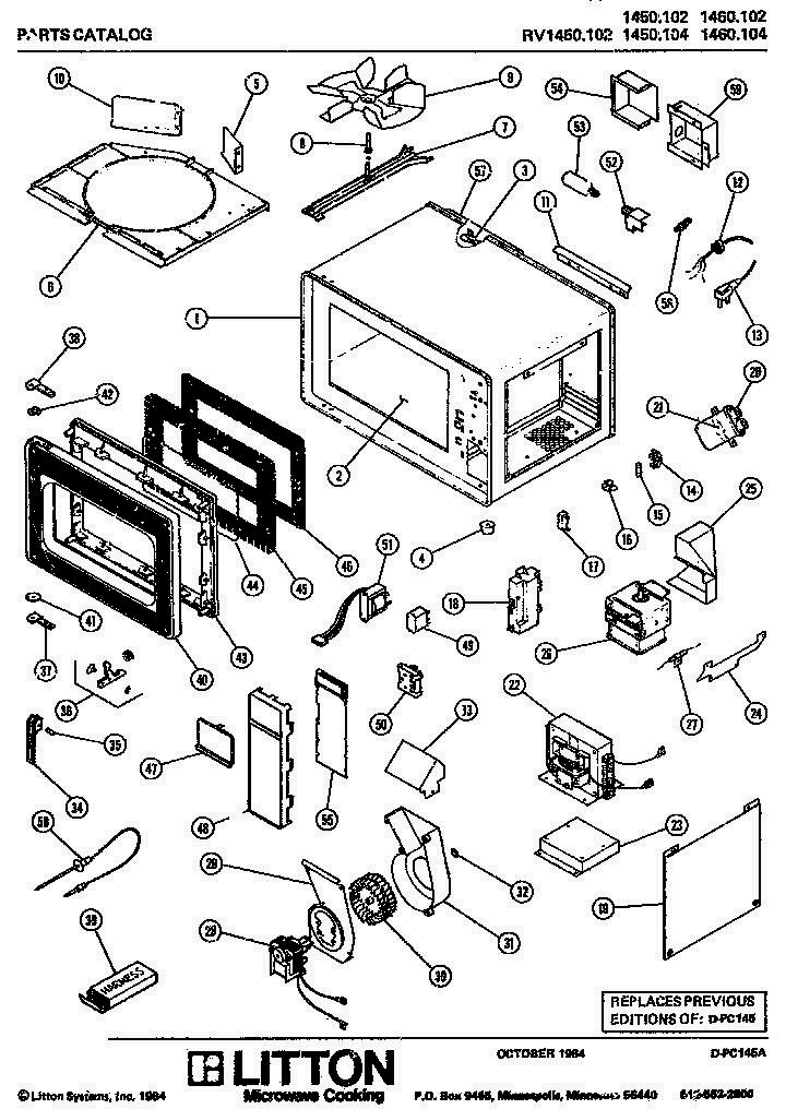 01 - Page 1 Diagram and Parts List for 1460104  Whirlpool Microwave
