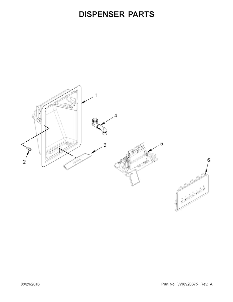 Dispenser Parts Diagram and Parts List for 10651799413  Kenmore Refrigerator