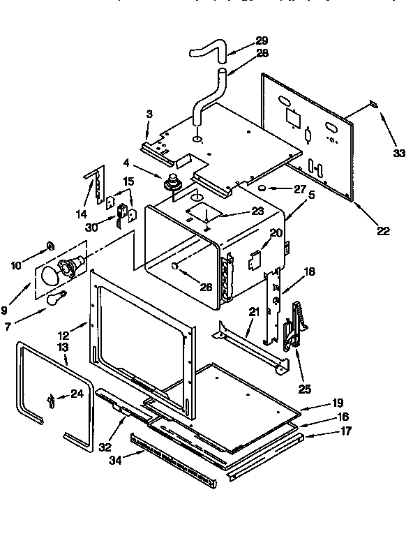 Lower Oven Diagram and Parts List for KEBI271BWH3  KitchenAid Wall Oven