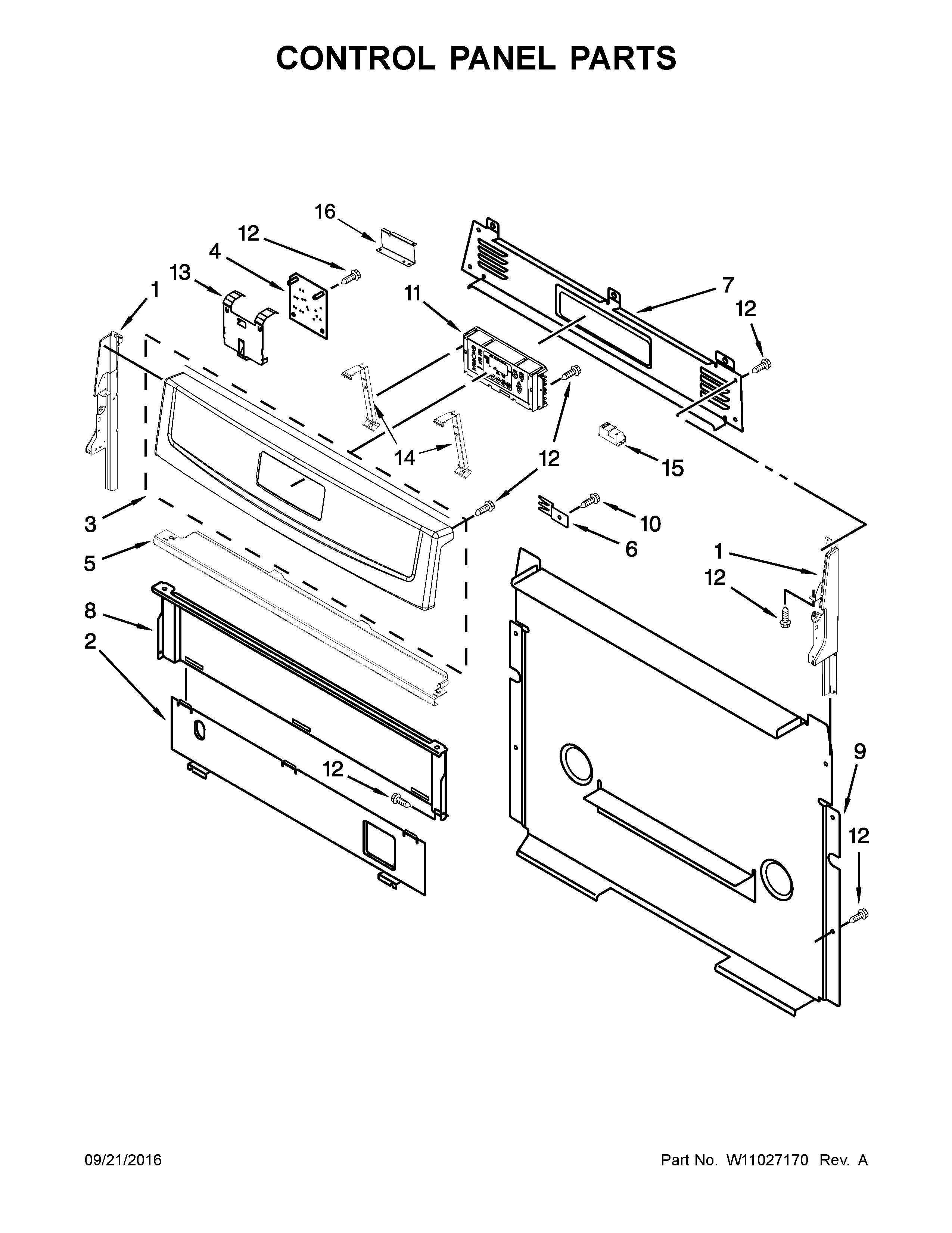 Control Panel Parts Diagram and Parts List for IGS426AS1  Whirlpool Range