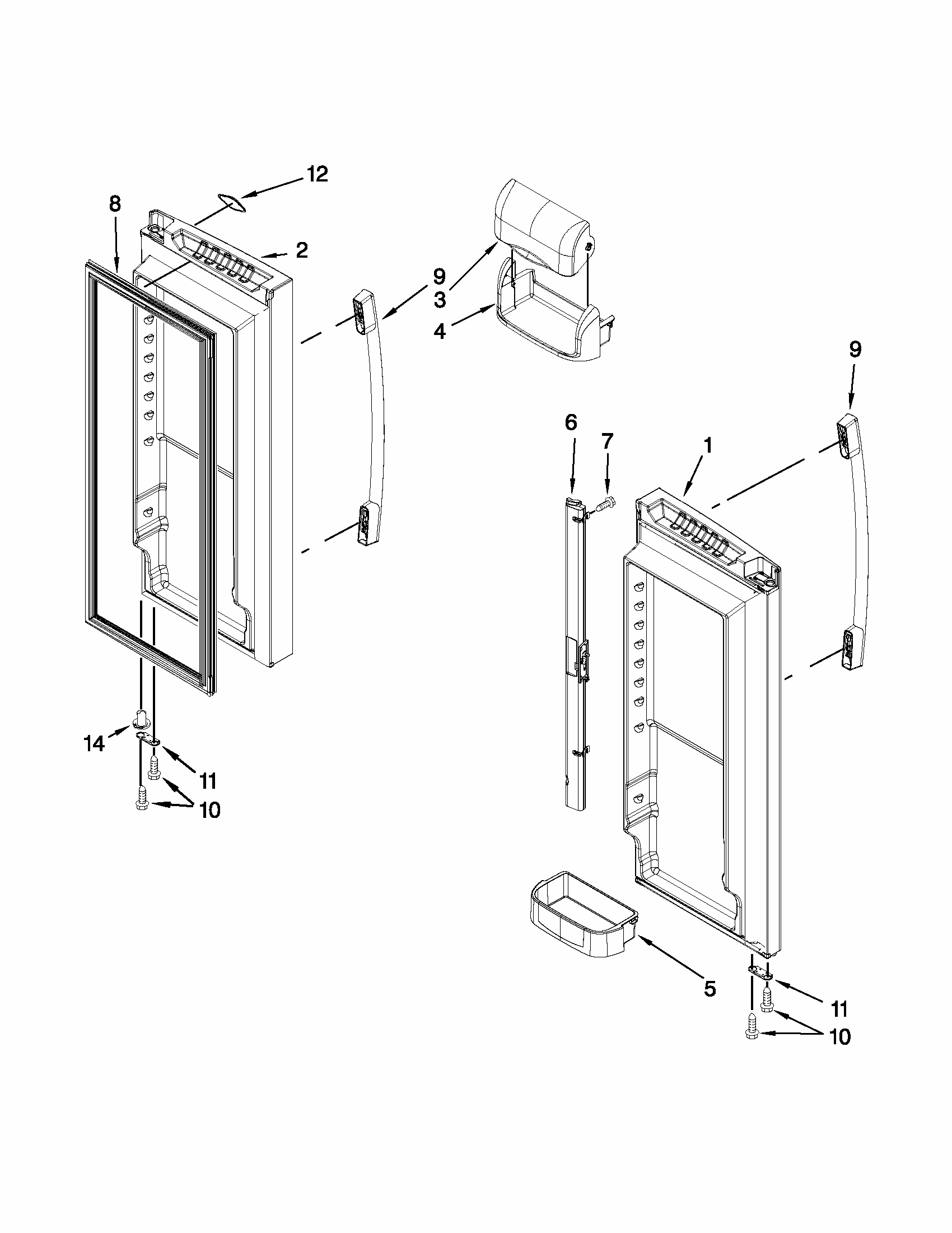Refrigerator Door Diagram and Parts List for 59679213014  Kenmore Refrigerator