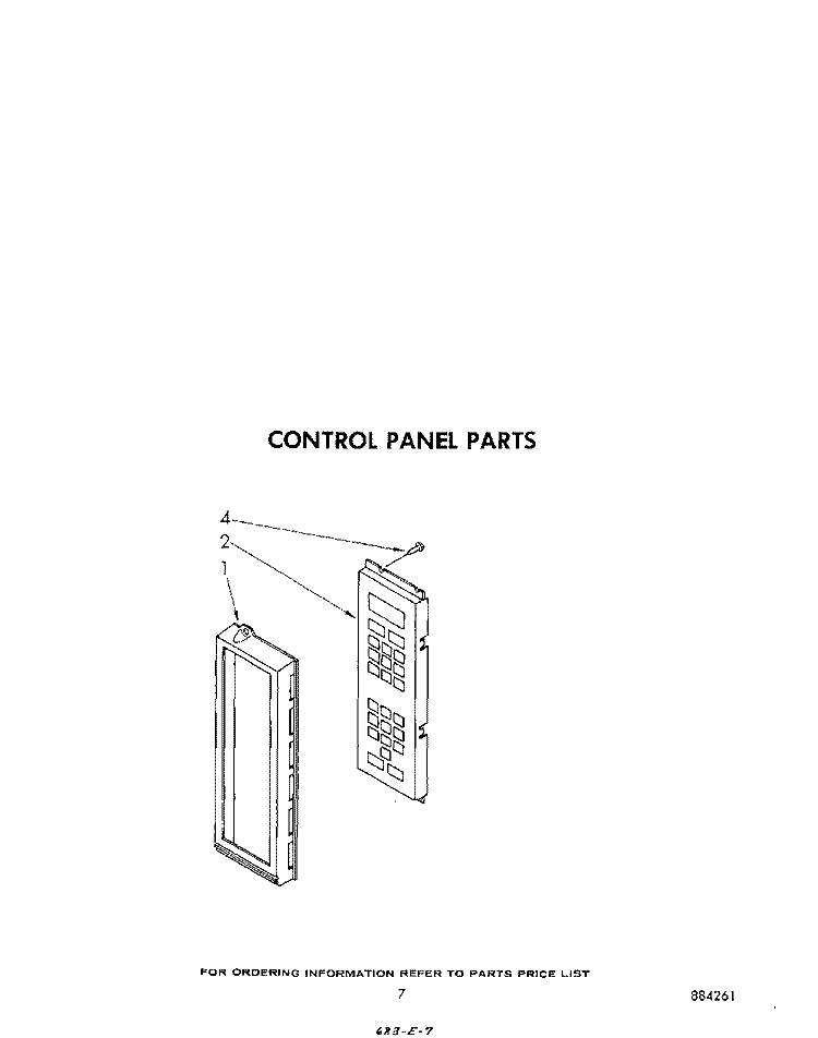 CONTROL PANEL Diagram and Parts List for MW8700XS1  Whirlpool Microwave