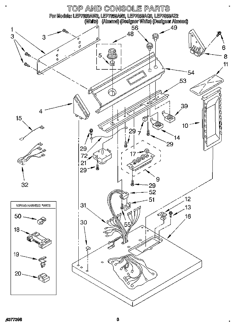 SECTION Diagram and Parts List for LEP7858AZ2  Whirlpool Dryer